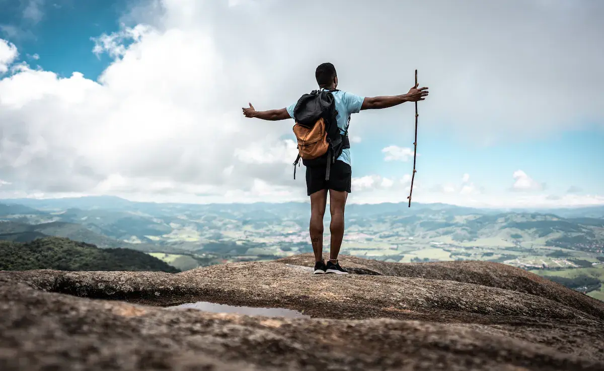 A solo traveler enjoying a moment of peace.